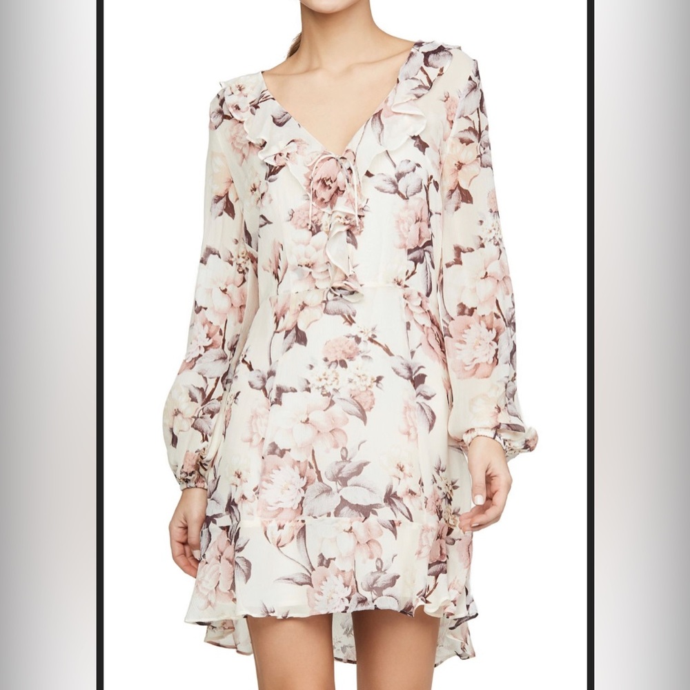 PAIGE Long Sleeve Floral Silk Dress